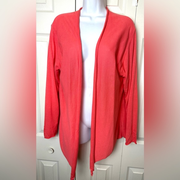 NIC + ZOE Plus Sized Cardigan Sweater Coral Pink Orange Ling Open Front Ribbed - Picture 11 of 11